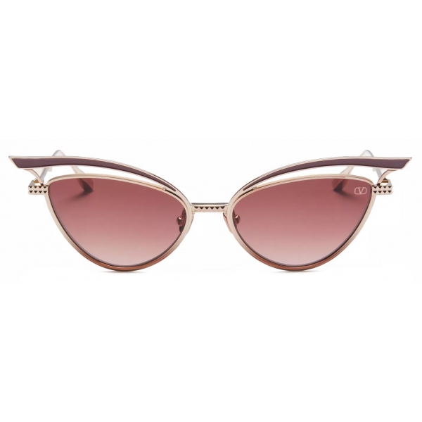 Valentino - Occhiale da Sole V - Glassliner Cat-Eye in Titanio - Oro Bianco Rosa Sfumato - Valentino Eyewear