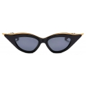 Valentino - V - Goldcut II Sculpted Thickset Acetate Sunglasses with Titanium Insert - Black Dark Grey