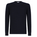 Viola Milano - Cable Knit 100% Loro Piana Yarn Cashmere Sweater - Navy - Handmade in Italy - Luxury Exclusive Collection