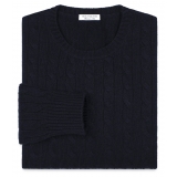 Viola Milano - Cable Knit 100% Loro Piana Yarn Cashmere Sweater - Navy - Handmade in Italy - Luxury Exclusive Collection