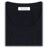 Viola Milano - Cable Knit 100% Loro Piana Yarn Cashmere Sweater - Navy - Handmade in Italy - Luxury Exclusive Collection