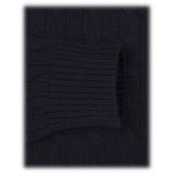 Viola Milano - Cable Knit 100% Loro Piana Yarn Cashmere Sweater - Navy - Handmade in Italy - Luxury Exclusive Collection