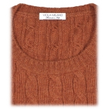 Viola Milano - Cable Knit 100% Loro Piana Yarn Cashmere Sweater - Orange - Handmade in Italy - Luxury Exclusive Collection