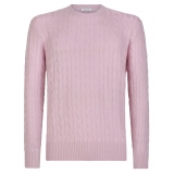 Viola Milano - Cable Knit 100% Loro Piana Yarn Cashmere Sweater - Pink - Handmade in Italy - Luxury Exclusive Collection