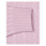 Viola Milano - Cable Knit 100% Loro Piana Yarn Cashmere Sweater - Pink - Handmade in Italy - Luxury Exclusive Collection