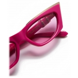 Valentino - V - Goldcut I Sculpted Thickset Acetate Sunglasses with Titanium Insert - Pink White Gold