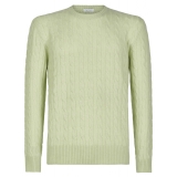 Viola Milano - Cable Knit 100% Loro Piana Yarn Cashmere Sweater - Pistasch - Handmade in Italy - Luxury Exclusive Collection