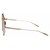 Valentino - V - Hexagon Oversized Titanium Aviator Sunglasses - Light Gold Amber - Valentino Eyewear