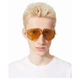 Valentino - Occhiali da Sole V - Hexagon Pilot Oversize in Titanio - Oro Chiaro Ambra - Valentino Eyewear