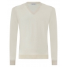Viola Milano - Luxury Cashmere Blend  V-Neck Sweater - Creme - Handmade in Italy - Luxury Exclusive Collection