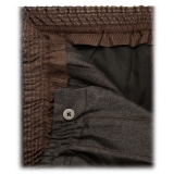 Viola Milano - Drawstring Limited Sports Club Flannel Trousers - Brown - Handmade in Italy - Luxury Exclusive Collection
