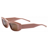 Valentino - V - Rectangular Acetate Sunglasses - Beige Dark Brown - Valentino Eyewear