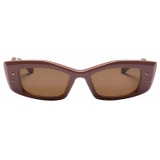 Valentino - V - Rectangular Acetate Sunglasses - Dark Brown - Valentino Eyewear