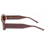 Valentino - V - Rectangular Acetate Sunglasses - Dark Brown - Valentino Eyewear