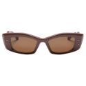 Valentino - V - Rectangular Acetate Sunglasses - Dark Brown - Valentino Eyewear