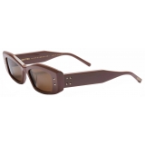 Valentino - V - Rectangular Acetate Sunglasses - Dark Brown - Valentino Eyewear