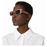 Valentino - Occhiali da Sole V - Rettangolare in Acetato - Marrone Scuro - Valentino Eyewear