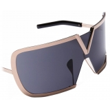 Valentino - V - Romask Iconic Oversized Mask Sunglasses - Rose Gold Dark Grey - Valentino Eyewear