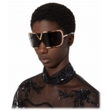 Valentino - V - Romask Iconic Oversized Mask Sunglasses - Rose Gold Dark Grey - Valentino Eyewear