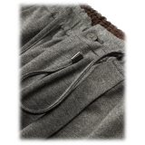 Viola Milano - Pantaloni in Maglia Limited Sports Club con Coulisse - Grigio - Handmade in Italy - Luxury Exclusive Collection