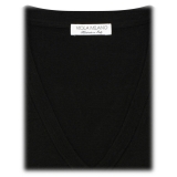 Viola Milano - Luxury Cashmere Blend V-Neck Sweater - Black - Handmade in Italy - Luxury Exclusive Collection