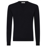 Viola Milano - Luxury Cashmere Blend V-Neck Sweater - Navy - Handmade in Italy - Luxury Exclusive Collection