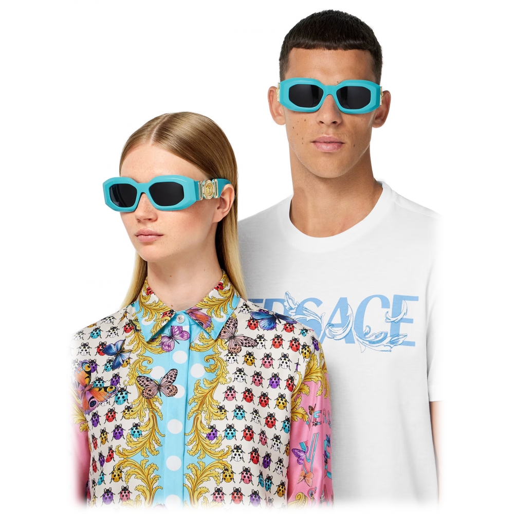 Versace - Maxi Medusa Biggie Sunglasses - Azure Dark Grey - Sunglasses ...