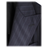 Viola Milano - Sartorial Half-lined Double Breasted Suit - Navy Chalk Stripe - Handmade in Italy - Luxury Exclusive Collection