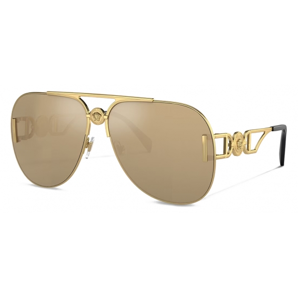 Versace - Medusa Biggie Pilot Sunglasses - Yellow Gold - Sunglasses - Versace Eyewear