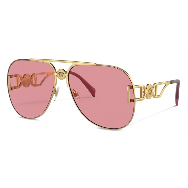 Versace Medusa Biggie Pilot Sunglasses Gold Pink Sunglasses Versace Eyewear Avvenice