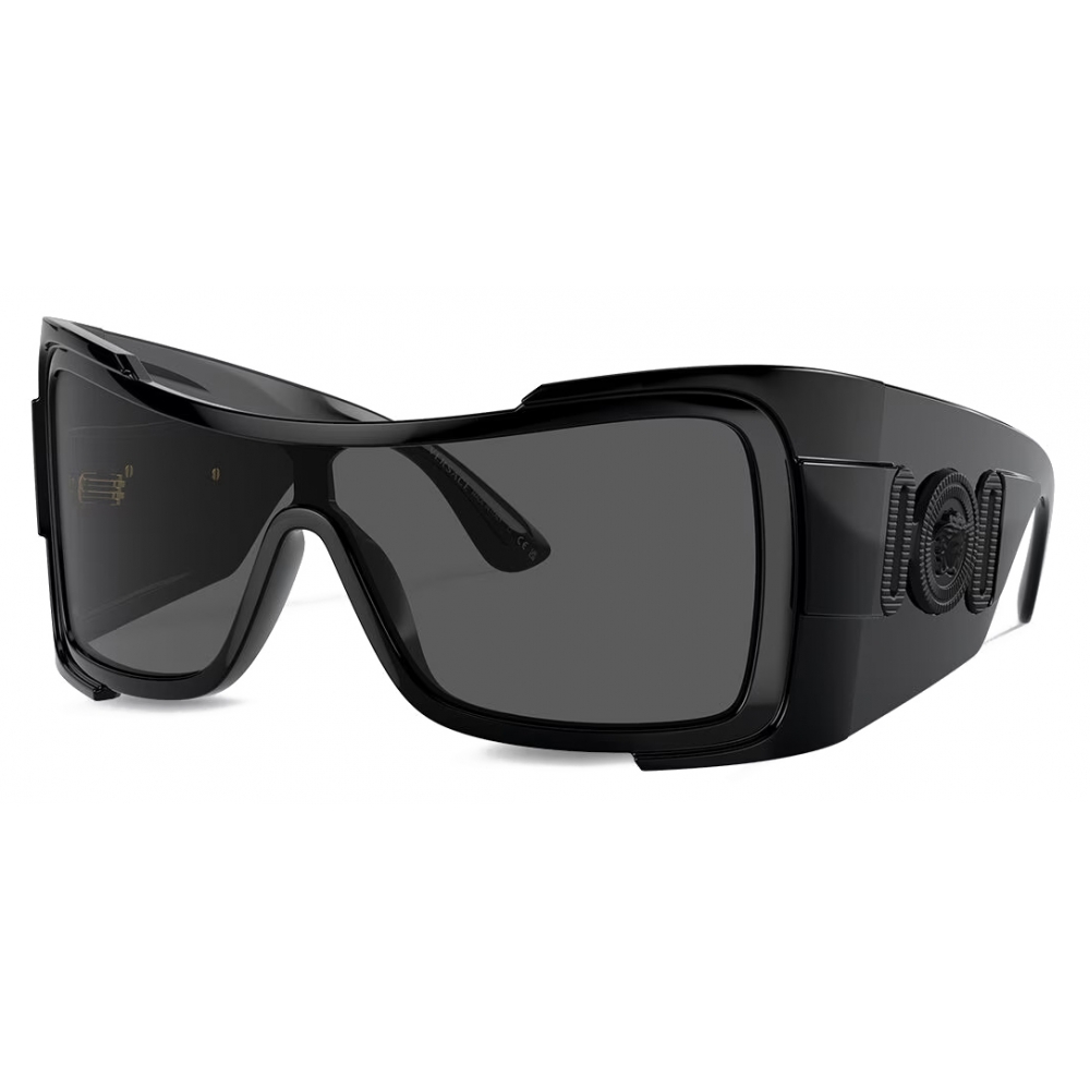 Versace - Maxi Medusa Biggie Shield Sunglasses - Black Dark Grey