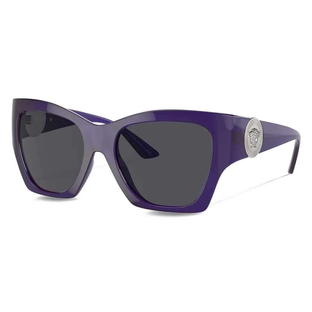 Versace Medusa Runway Squared Sunglasses Purple Dark Grey Sunglasses Versace Eyewear