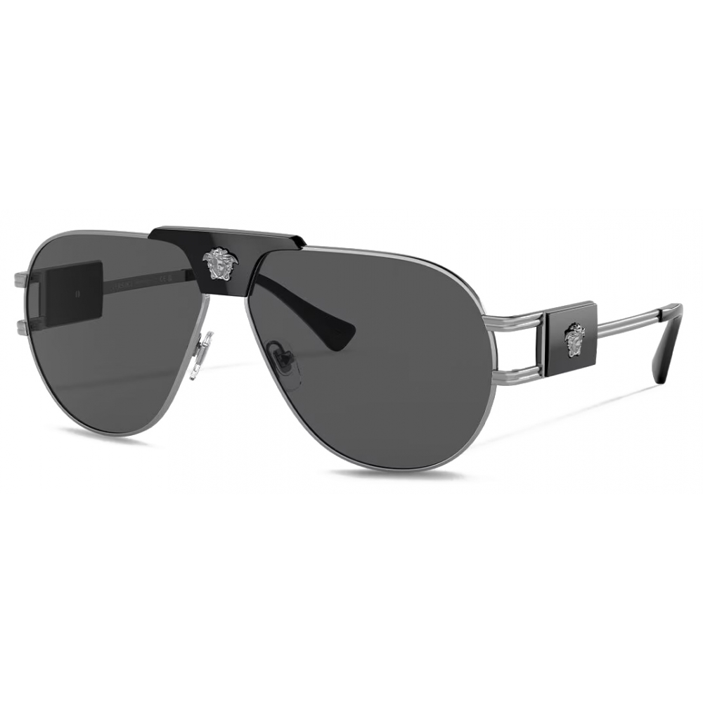 Versace - Special Project Aviator Sunglasses - Gunmetal Black Dark Grey ...