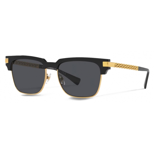Versace - Occhiale da Sole Greca - Nero Oro Grigio Scuro - Occhiali da Sole - Versace Eyewear