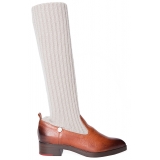 Suèi - Boots With Bootleg Cashemir Socks - Beige - Dark Brown - Handmade in Italy - Luxury Exclusive Collection