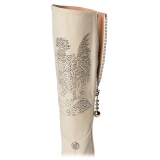 Suèi - Beige Boots with Rhinestone Rooster - Beige - Dark Brown - Handmade in Italy - Luxury Exclusive Collection
