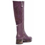 Suèi - Bordeaux Boots with Rhinestone Rooster - Bordeaux - Dark Brown - Handmade in Italy - Luxury Exclusive Collection