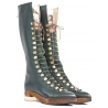 Suèi - Stivali Alti Stringati con Stampa Artistica Setters - Handmade in Italy - Luxury Exclusive Collection