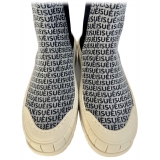 Suèi - Chelsea Boots of Branded Jacquard Colour Black - Handmade in Italy - Luxury Exclusive Collection