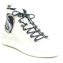 Suèi - Sneakers with Blue Stone Eyelets and Yin&Yang Motive - Handmade in Italy - Luxury Exclusive Collection