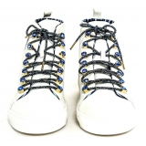 Suèi - Sneakers con Occhielli in Pietra Blu e Motivo Yin&Yang - Handmade in Italy - Luxury Exclusive Collection