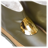 Suèi - Slip-On Colour Olive with Plate Accessories - Handmade in Italy - Luxury Exclusive Collection