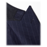 Viola Milano - Abito Doppiopetto Semifoderato Loro Piana - Navy Gessato - Handmade in Italy - Luxury Exclusive Collection