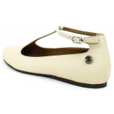 Suèi - T-bar Ballerina of Beige Calf - Handmade in Italy - Luxury Exclusive Collection