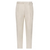 Viola Milano - Single Pleated Sartorial Cotton Pants Side Adjusters - Ivory - Handmade in Italy - Luxury Exclusive Collection