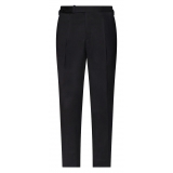Viola Milano - Single Pleated Wool Pants with Side Adjusters - Dark Grey - Handmade in Italy - Luxury Exclusive Collection