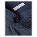 Viola Milano - Solid Safari 100% Linen Overshirt - Navy - Handmade in Italy - Luxury Exclusive Collection