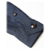 Viola Milano - Solid Safari 100% Linen Overshirt - Navy - Handmade in Italy - Luxury Exclusive Collection