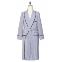 Viola Milano - Unlined Loro Piana Seersucker Dressing Gown - Sea/White - Handmade in Italy - Luxury Exclusive Collection