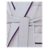 Viola Milano - Unlined Loro Piana Seersucker Dressing Gown - Sea/White - Handmade in Italy - Luxury Exclusive Collection